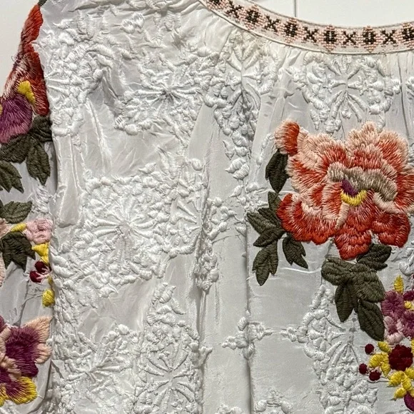 Sundance Melody Peasant Floral Embroidered Blouse Johnny Boho Lace Popover Top - Picture 12 of 12